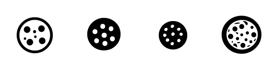 Obraz premium Vector illustration of abstract circular icons in black and white representing various styles and designs of dots and patterns