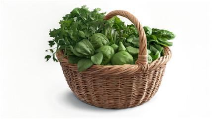Fresh Organic Greens Basket Basil Spinach Coriander Mint Lettuce Parsley and More