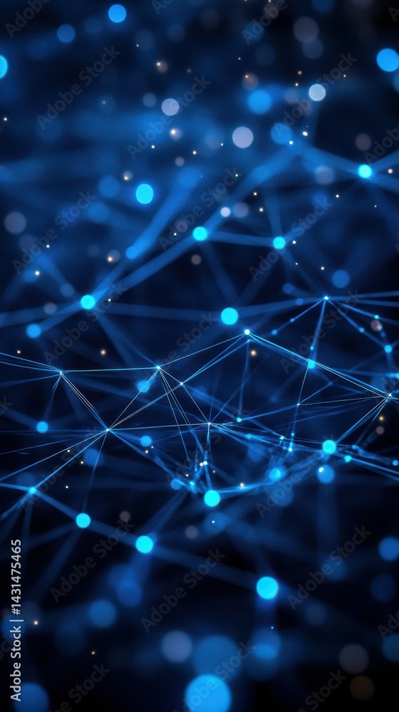 Aufkleber network of glowing blue dots and lines creates a mesmerizing digital web in a dark background