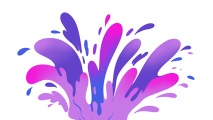 Upward burst of vibrant purple and pink paint splashes.