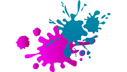 Dynamic composition of pink and teal paint splashes with overlapping details.