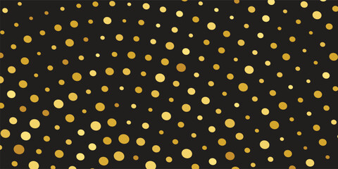 Luxury vector Golden confetti isolated on black background. Scatter gradient with gold confetti on dark backdrop, Opulent Glittering Design for New Year’s Eve Celebrations and Brochure Templates"