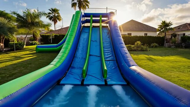 Inflatable water castle.