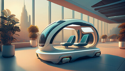 Obraz premium 007-014-190-Telepresence robots for remote consultations. Emphasize the negative space on the left for p (3)