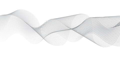 Vector wave digital white and gray blend futuristic technology flow tech transparent line stripe energy connection web music and sound, technical flowing web science tech geometric concept lines desig