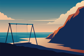Fototapeta premium cliffside-swing-overlooking-the-ocean--.eps