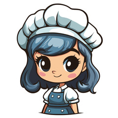 Chef girl mascot cute cartoon no details solid background bright