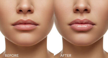 Before and after lip fillers with hyaluronic acid