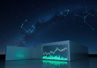 Outdoor Stock Chart Display Beneath Constellations