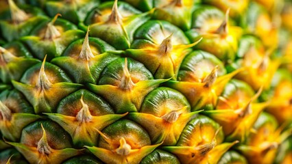 Fototapeta premium Close-up Pineapple Skin Texture: Yellow and Green Tropical Fruit Background