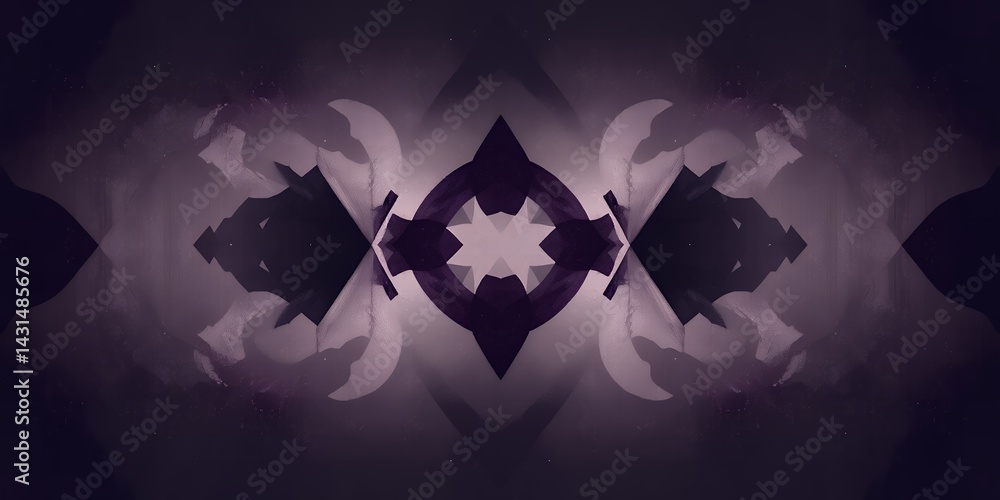 Poster abstract symmetrical design with geometric shapes and soft lighting in dark tones