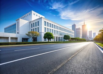 Empty City Street White Building Background