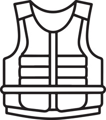 bullet proof vest line art, black outline, vector and illustration, coloring book page line art drawing