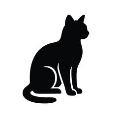 Black Cat Silhouette Vector Illustration Isolated on White Background