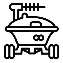 Soviet union lunar rover line icon, cosmos concept. Vector graphics. Moon planet surface, space exploration vehicle sign on white background, style for mobile or design.