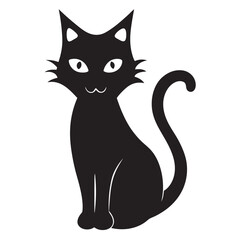 Black setting angry Halloween Cat Silhouette