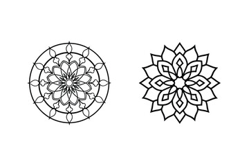 Black And White Floral Mandala Designs Decorative Circular Patterns Isolated On White