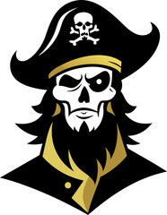 A pirate with a skull on his head and a skull on his hat