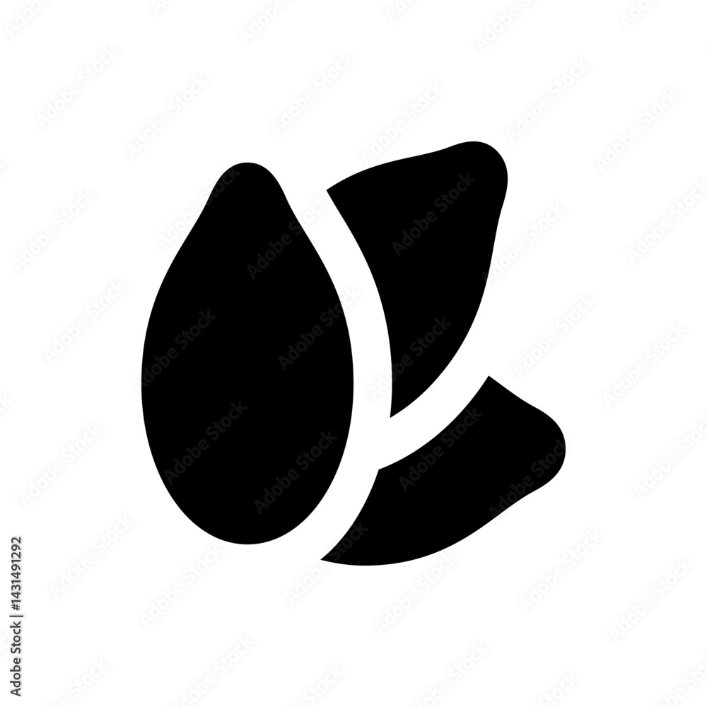 Poster silhouette illustration of two leaves with a stem connecting them in a simple and elegant design sty