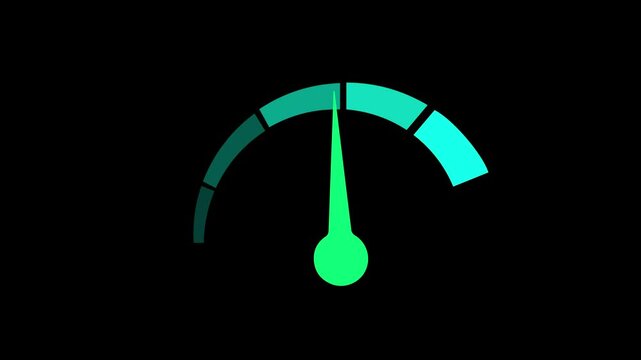 Speedometer 4k motion graphic animation on transparent background. simple animated speedometer. Motion graphic. 4k video.
