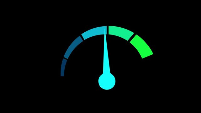 Speedometer 4k motion graphic animation on transparent background. simple animated speedometer. Motion graphic. 4k video.