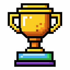 Pixel Art Golden Trophy Icon   Retro Gaming and Achievement Symbol