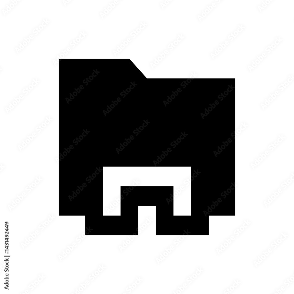 Poster a pixelated black folder icon with a white design on the bottom against a white background image vie