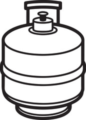 cooking gas cylinder line art, black outline, vector and illustration, coloring book page line art drawing