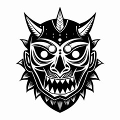 Obraz premium Intricate Black Devil Mask with Horns Bold Illustration Design
