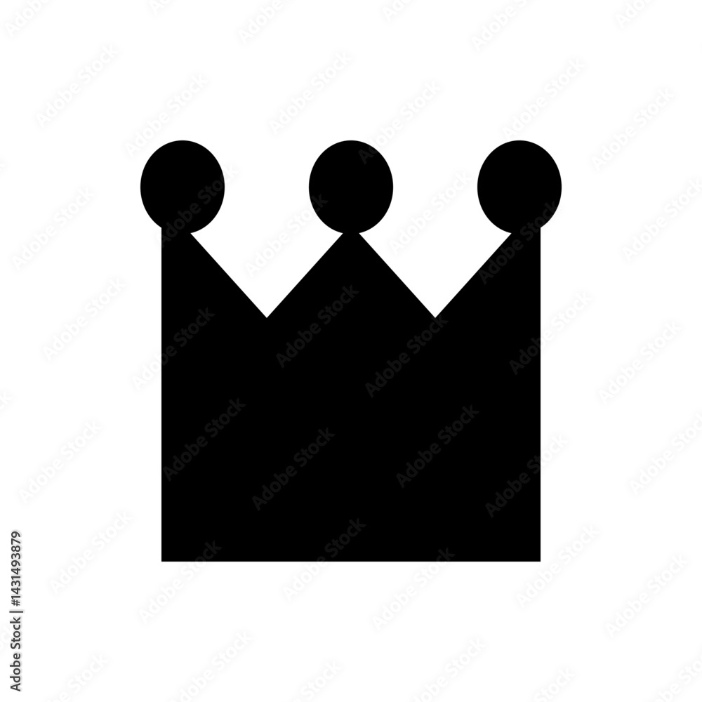 Poster a simple black crown with three points each topped with a circle on a white background design elemen
