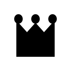 A simple black crown with three points each topped with a circle on a white background design element