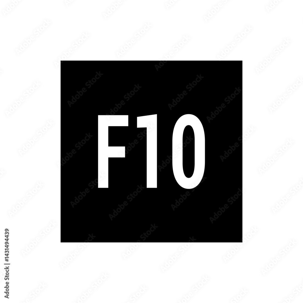 Aufkleber illustration of the text f ten in white color set against a solid black rectangular background plain
