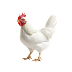Fototapeta premium White Leghorn Hen, Isolated on Transparent Background
