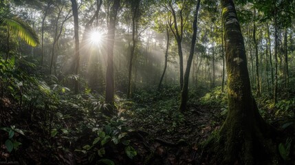 Obraz premium morning mist in the forest