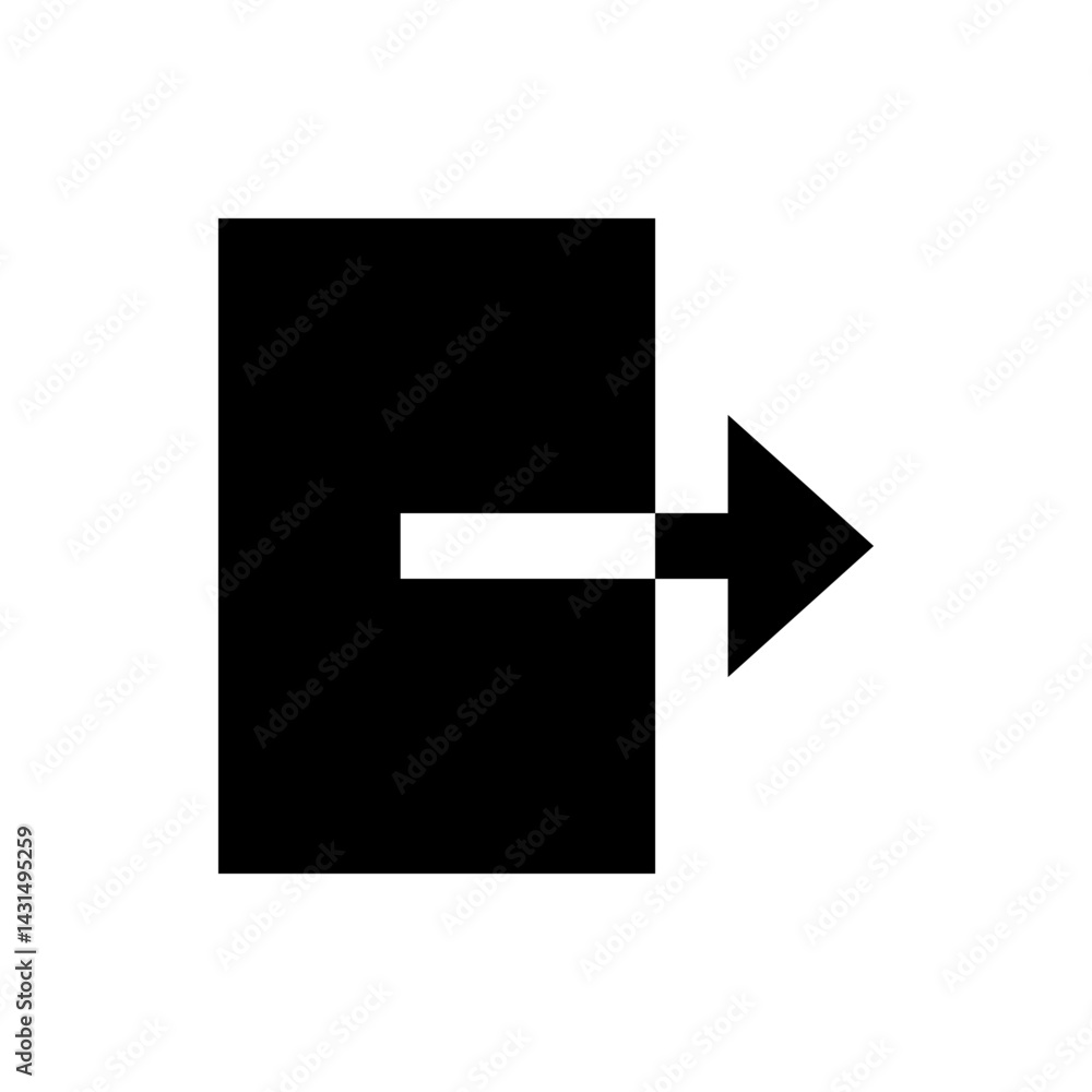 Poster black square with a white arrow pointing to the right on a white background in a simple graphic desi
