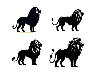 A set of Powerful Lion Silhouette Design	
