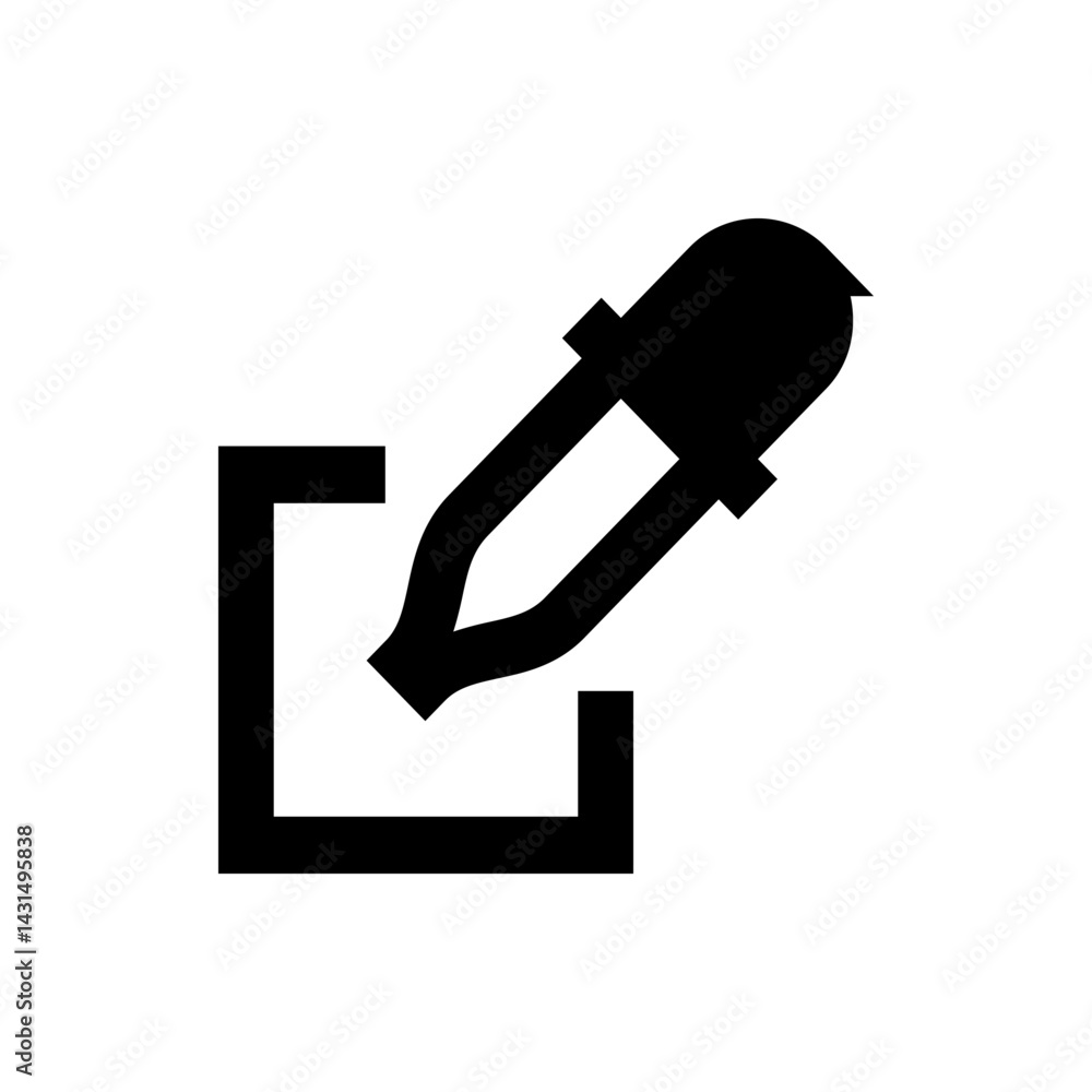 Poster black pipette tool above a square box for color picking and sampling in graphic design application