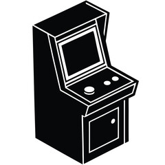 arcade cabinet with joystick silhouette vector illustration