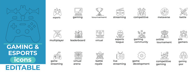 premium editable line art vectors for gaming and esports. Clean, scalable icons for streams, logos, and merch. Modern, minimalist, and high-quality UI designs for digital and tech creatives