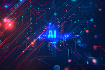 Obraz premium Abstract futuristic background with circuit board and glowing elements, technology concept 