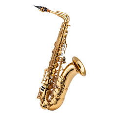 Polished Gold Soprano Saxophone Against Transference Background
