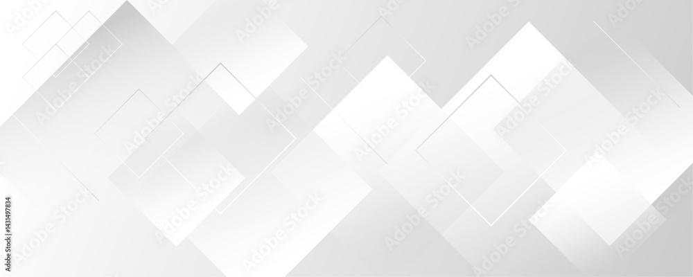 Poster abstract white background. square geometric pattern modern and minimal concept white and gray color 