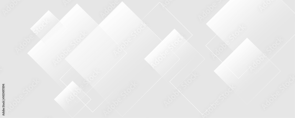Poster abstract white background. square geometric pattern modern and minimal concept white and gray color 