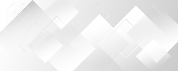 Obraz premium Abstract white background. Square geometric pattern modern and minimal concept white and gray color abstract background for business, presentation, banner.