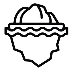 Iceberg top and water line icon, climate change concept. Vector graphics. Underwater iceberg, melting sign on white background, style for mobile or design.