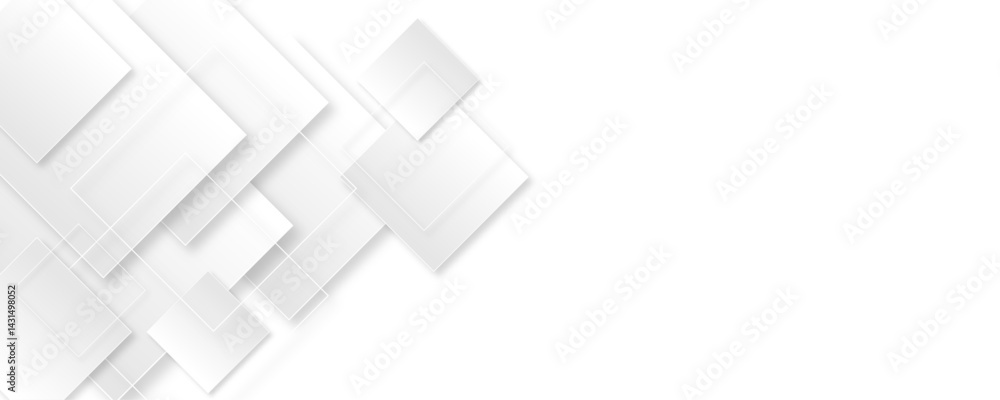 Poster abstract white background. square geometric pattern modern and minimal concept white and gray color 
