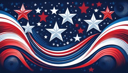 Obraz premium A festive mix of red, white, and blue stars captures the joy of Independence Day.