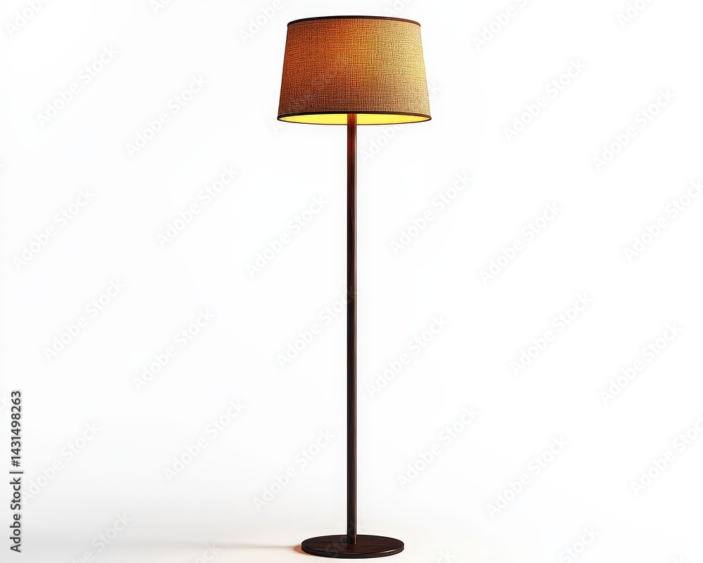 Poster modern floor lamp with a patterned shade, standing on a simple base against a white background.