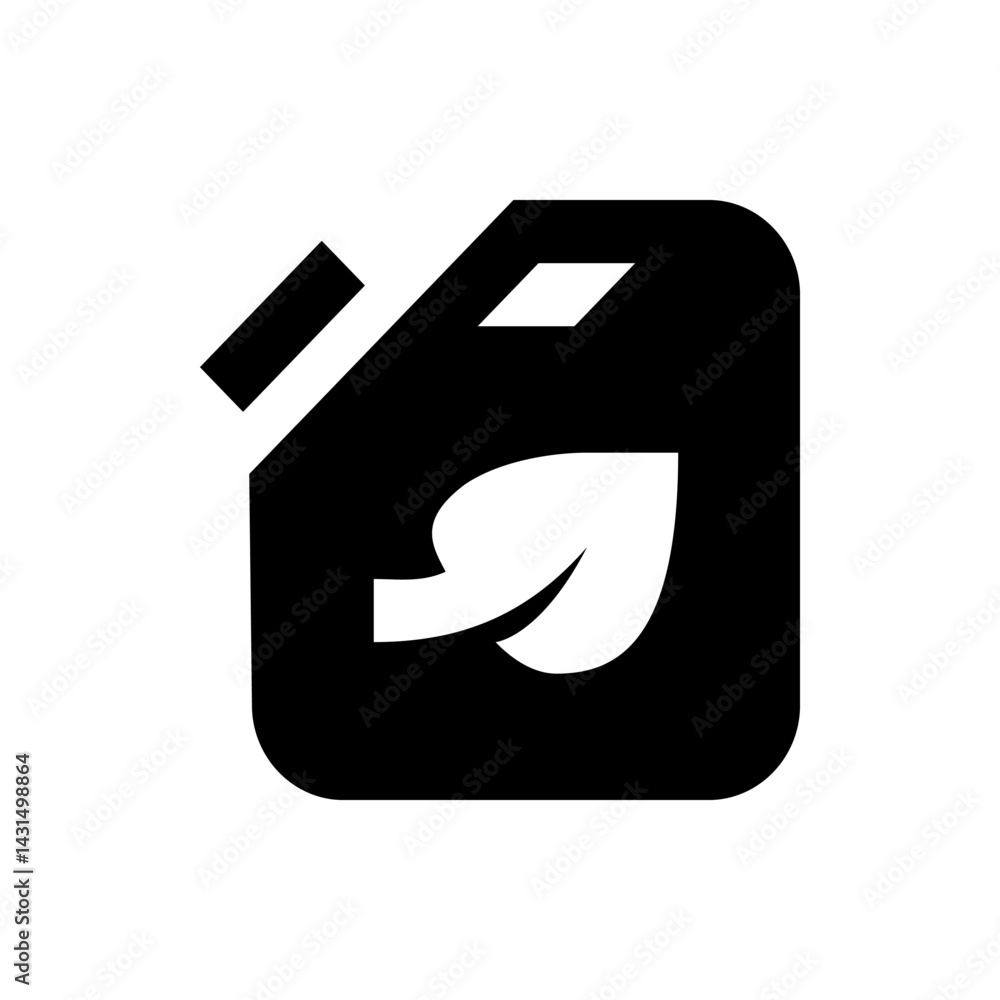 Poster black container with rounded corners and a leaf shape with an arrow pointing left in the center desi