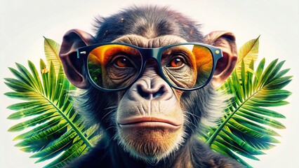 Cool Monkey Sunglasses: Double Exposure Stock Photo